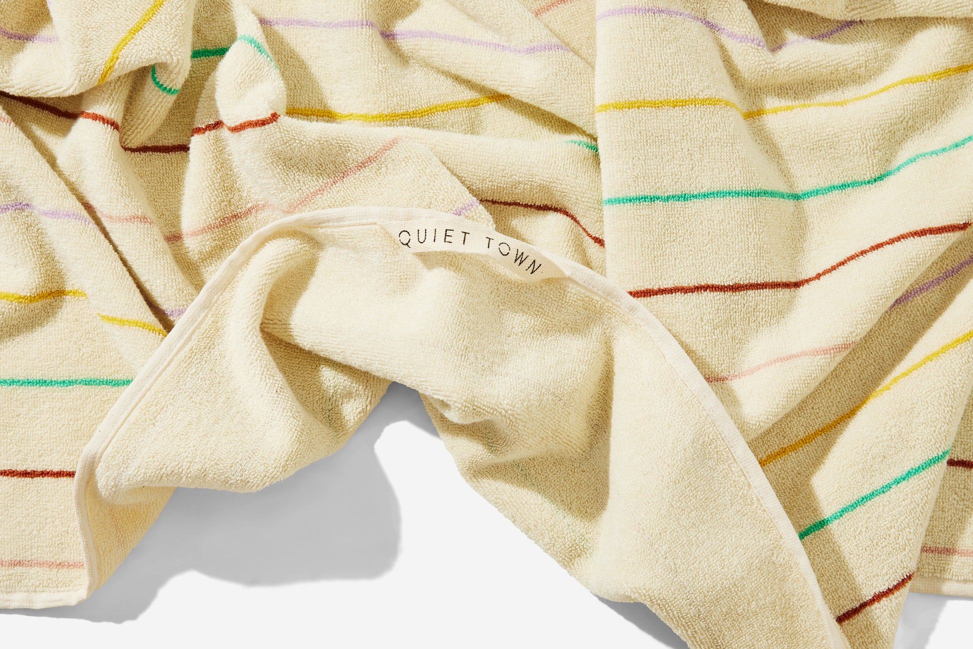 The Quiet Town hang loop of the prism bath towel.