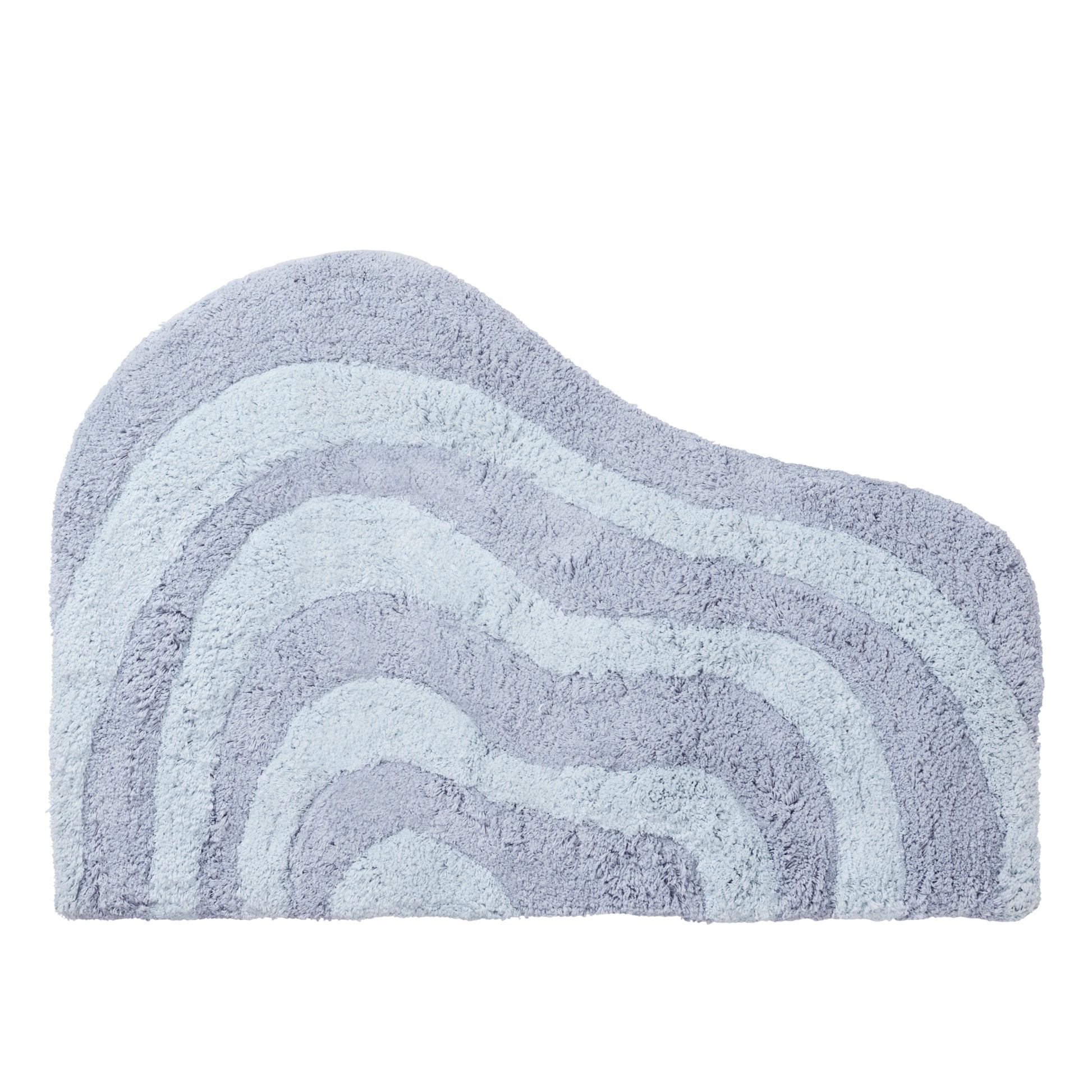Light blue bath mat with wavy pattern on a white background