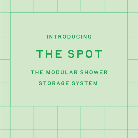 Video illustration of The Spot in "night ride" hanging from a shower head on a tiled wall with the baskets and components showing modularity. 