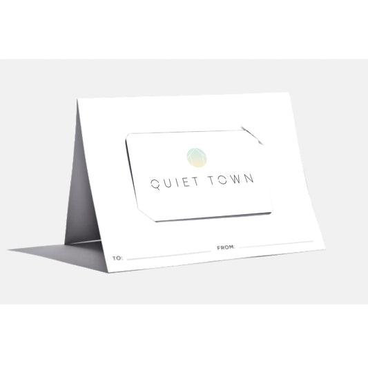 Quiet Town Gift Card on gift card holder