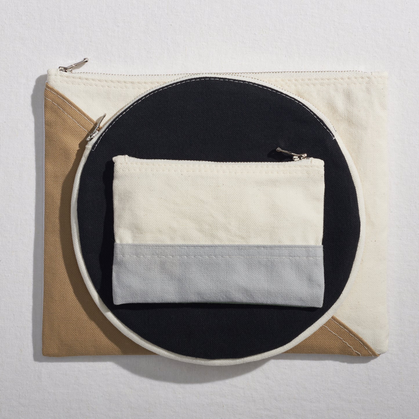 Re:Canvas "Threes" Pouch in Driftwood stacked